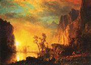 Albert Bierstadt Sunset in the  Rockies Spain oil painting artist